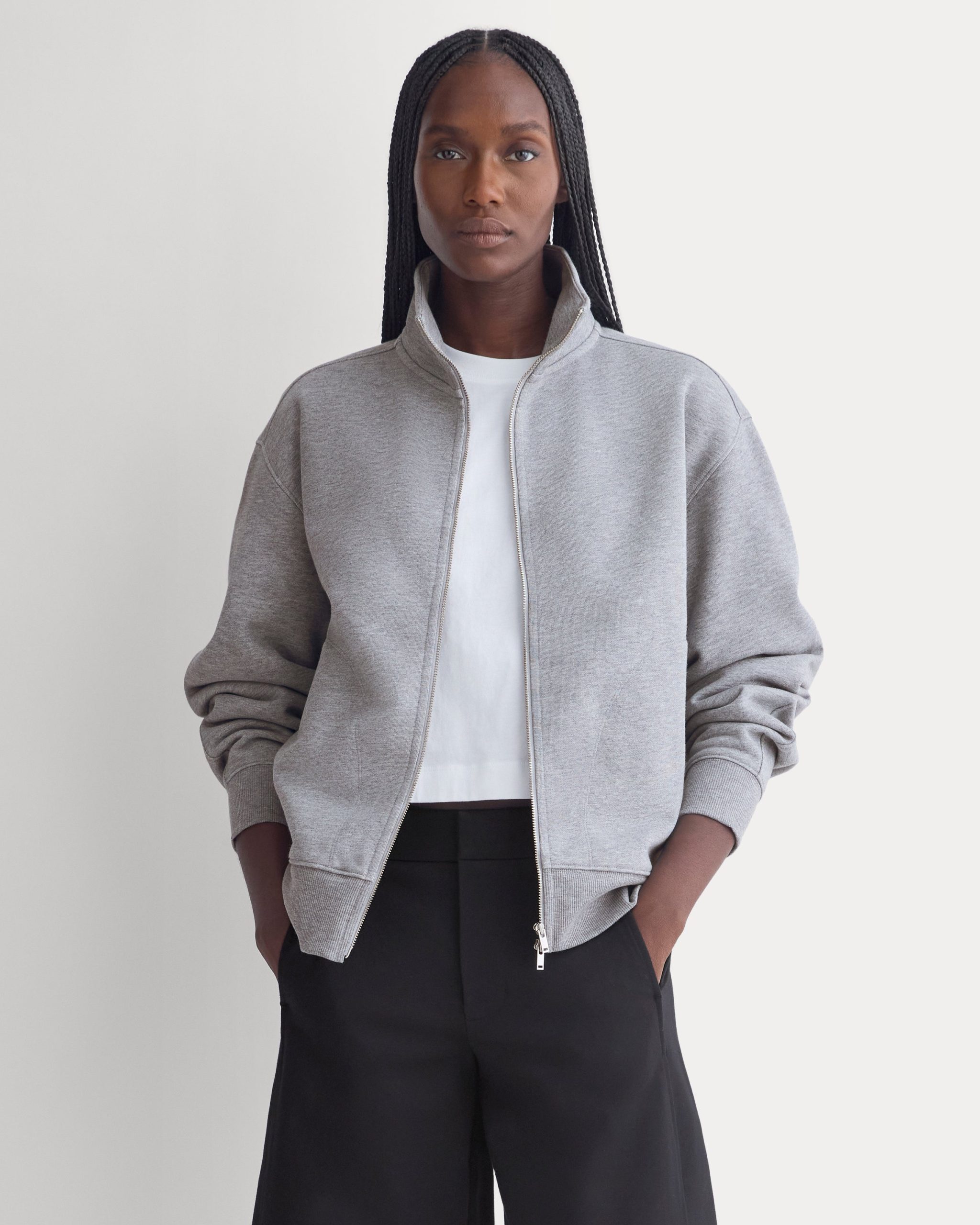 Luxe Fleece Full-Zip Turtleneck | Vintage Heather Grey